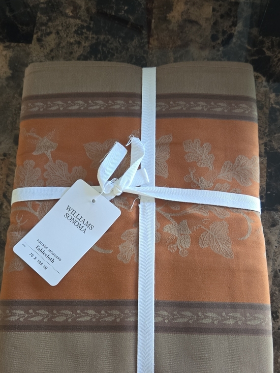 Williams Sonoma Other - Williams Sonoma Orange Floral Jacquard Tablecloth